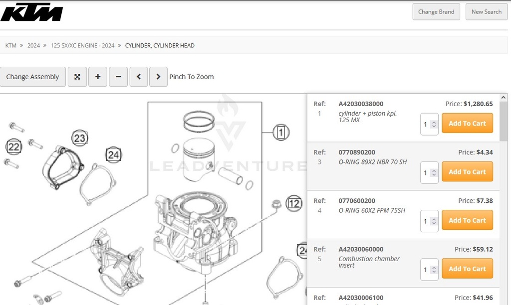 "A43030138000 with covert / avec couvert KTM  Husqvarna  GasGas 150 2 stroke SX XCW TE TC MC 24-25 58-7R B:58mm L:110mm 